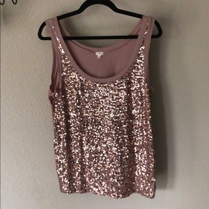 J.Crew sequins dusty rose tank top L